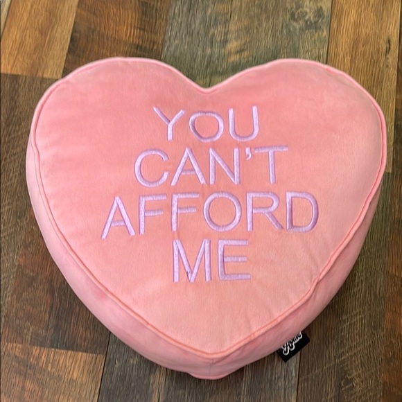 Dolls Kill Heart-Shaped Pillow with Embroidered Text - Picture 2 of 3